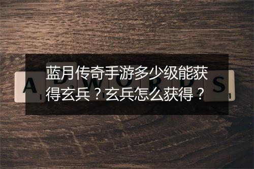 蓝月传奇手游多少级能获得玄兵？玄兵怎么获得？