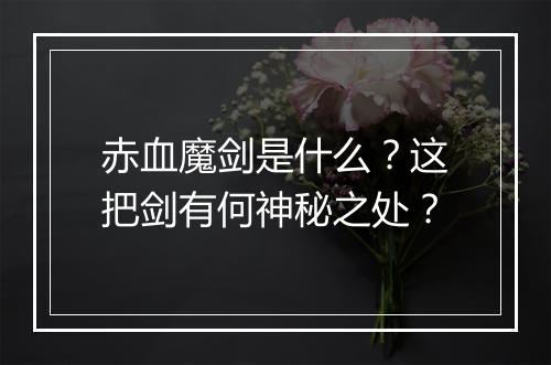 赤血魔剑是什么？这把剑有何神秘之处？