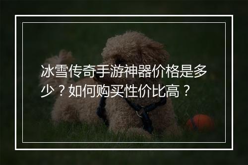 冰雪传奇手游神器价格是多少？如何购买性价比高？