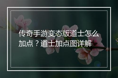 传奇手游变态版道士怎么加点?道士加点图详解