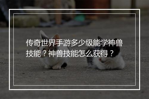传奇世界手游多少级能学神兽技能？神兽技能怎么获得？