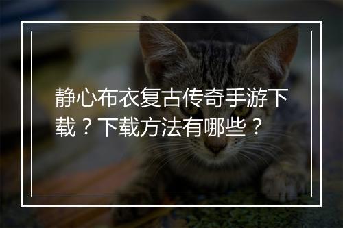 静心布衣复古传奇手游下载？下载方法有哪些？