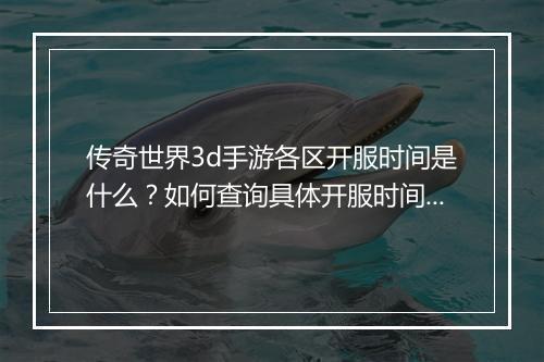 传奇世界3d手游各区开服时间是什么？如何查询具体开服时间？
