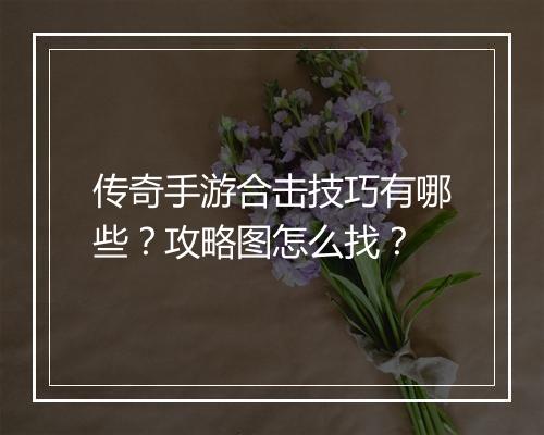 传奇手游合击技巧有哪些？攻略图怎么找？