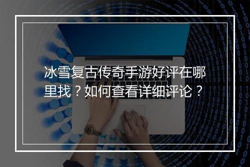 冰雪复古传奇手游好评在哪里找？如何查看详细评论？