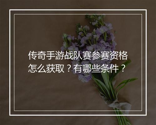 传奇手游战队赛参赛资格怎么获取？有哪些条件？