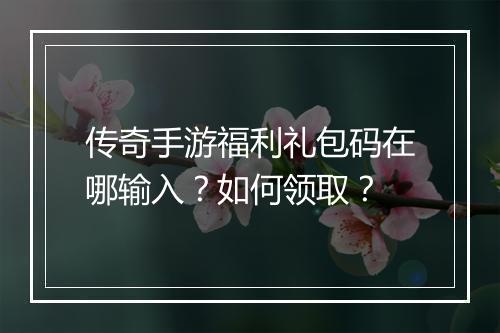 传奇手游福利礼包码在哪输入？如何领取？