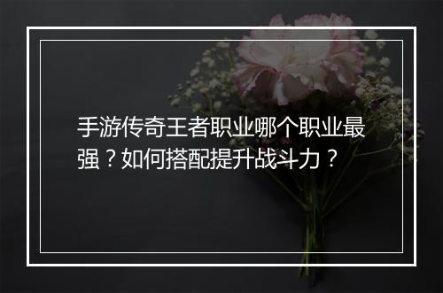 手游传奇王者职业哪个职业最强？如何搭配提升战斗力？