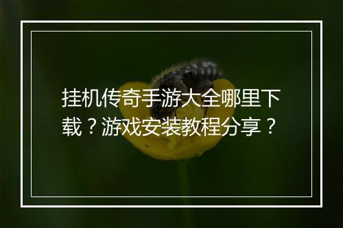 挂机传奇手游大全哪里下载？游戏安装教程分享？