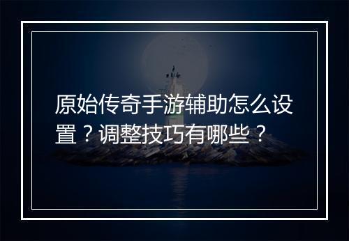 原始传奇手游辅助怎么设置？调整技巧有哪些？
