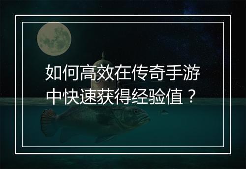 如何高效在传奇手游中快速获得经验值？