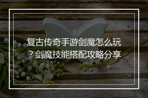 复古传奇手游剑魔怎么玩？剑魔技能搭配攻略分享
