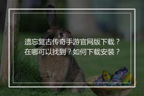 遗忘复古传奇手游官网版下载？在哪可以找到？如何下载安装？