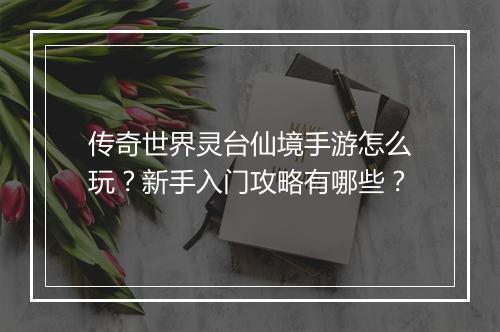 传奇世界灵台仙境手游怎么玩？新手入门攻略有哪些？