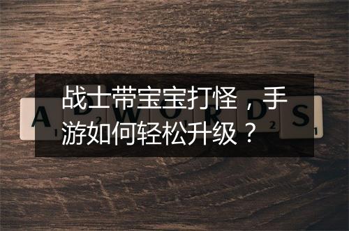 战士带宝宝打怪，手游如何轻松升级？