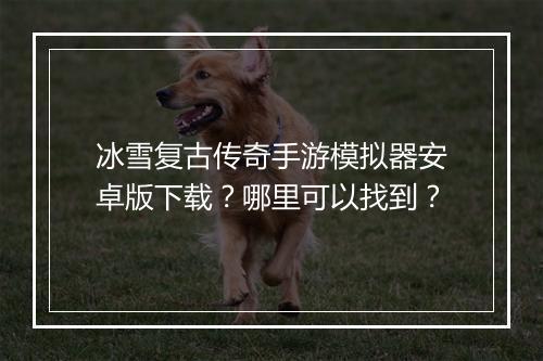 冰雪复古传奇手游模拟器安卓版下载？哪里可以找到？