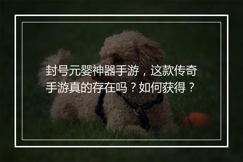 封号元婴神器手游，这款传奇手游真的存在吗？如何获得？