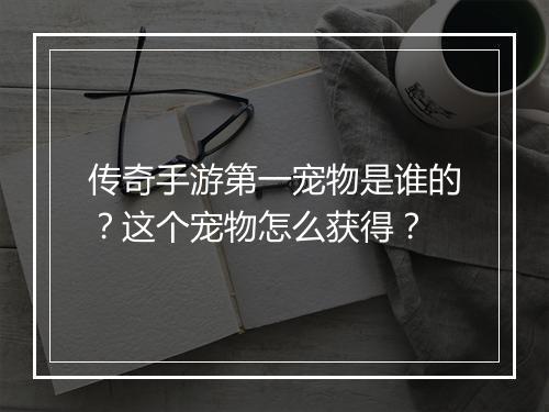 传奇手游第一宠物是谁的？这个宠物怎么获得？