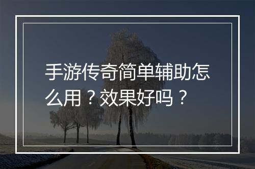 手游传奇简单辅助怎么用？效果好吗？