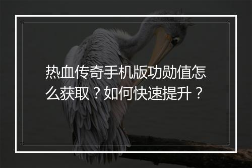 热血传奇手机版功勋值怎么获取？如何快速提升？