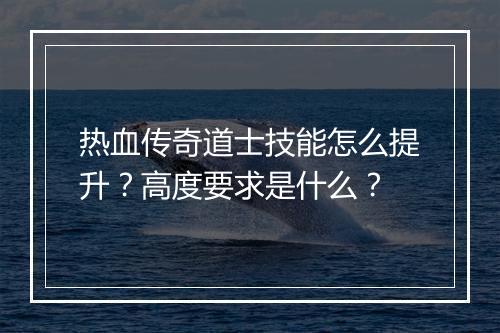 热血传奇道士技能怎么提升？高度要求是什么？