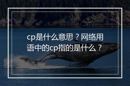 cp是什么意思？网络用语中的cp指的是什么？