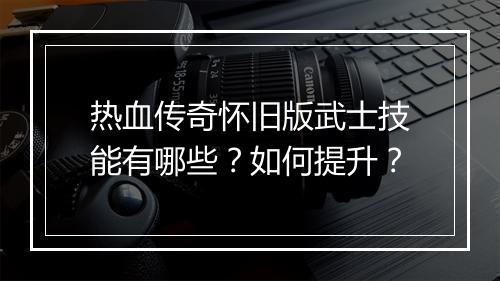 热血传奇怀旧版武士技能有哪些？如何提升？