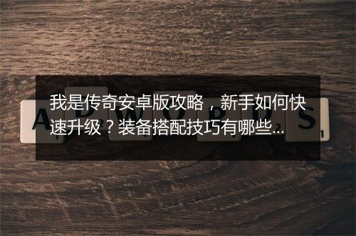 我是传奇安卓版攻略，新手如何快速升级？装备搭配技巧有哪些？