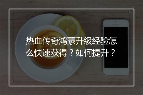 热血传奇鸿蒙升级经验怎么快速获得？如何提升？