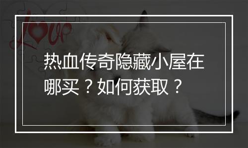 热血传奇隐藏小屋在哪买？如何获取？