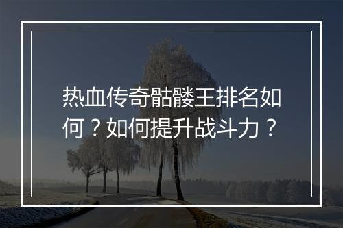热血传奇骷髅王排名如何？如何提升战斗力？