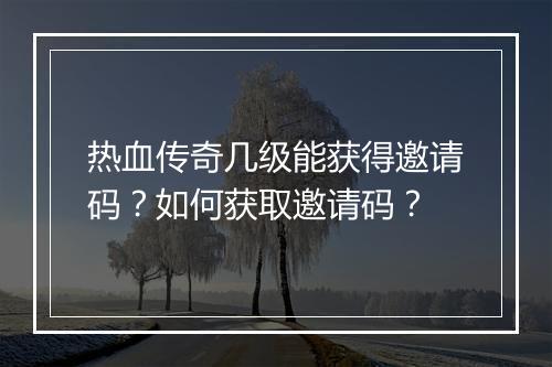 热血传奇几级能获得邀请码？如何获取邀请码？