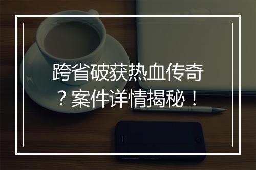 跨省破获热血传奇？案件详情揭秘！