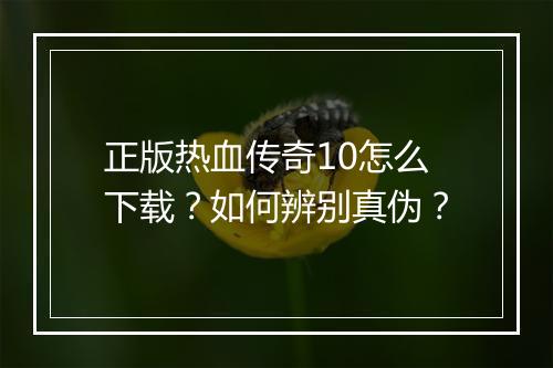 正版热血传奇10怎么下载？如何辨别真伪？