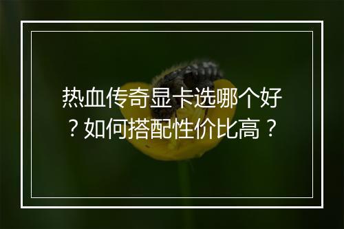 热血传奇显卡选哪个好？如何搭配性价比高？