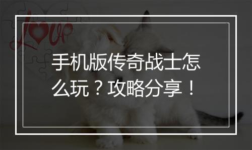 手机版传奇战士怎么玩？攻略分享！