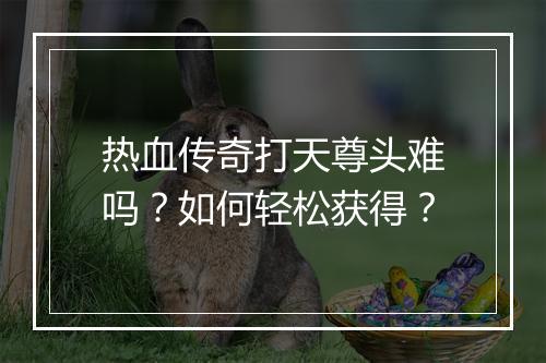 热血传奇打天尊头难吗？如何轻松获得？