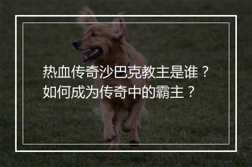 热血传奇沙巴克教主是谁？如何成为传奇中的霸主？
