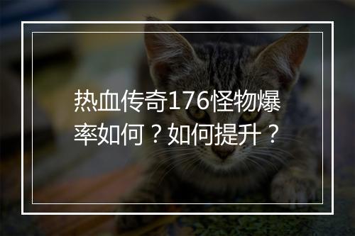 热血传奇176怪物爆率如何？如何提升？