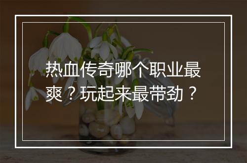 热血传奇哪个职业最爽？玩起来最带劲？