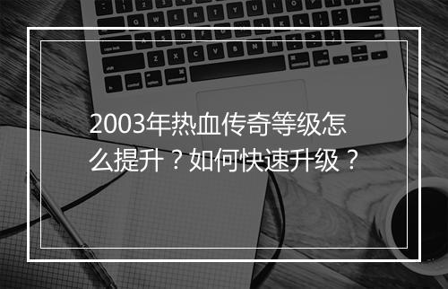 2003年热血传奇等级怎么提升？如何快速升级？