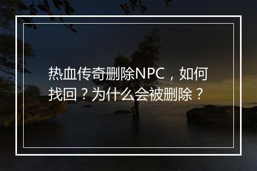 热血传奇删除NPC，如何找回？为什么会被删除？