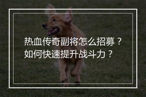 热血传奇副将怎么招募？如何快速提升战斗力？