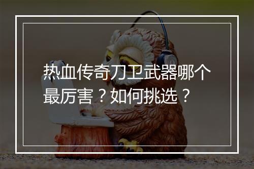 热血传奇刀卫武器哪个最厉害？如何挑选？