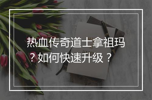 热血传奇道士拿祖玛？如何快速升级？