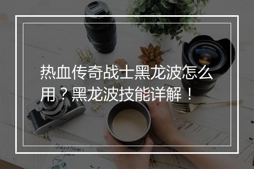 热血传奇战士黑龙波怎么用？黑龙波技能详解！