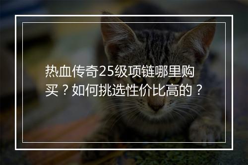 热血传奇25级项链哪里购买？如何挑选性价比高的？