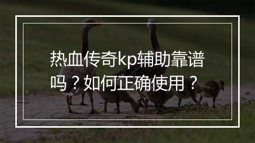 热血传奇kp辅助靠谱吗？如何正确使用？