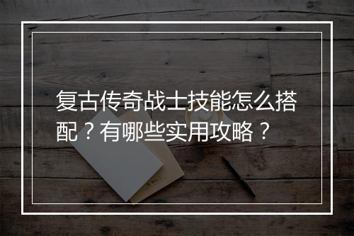 复古传奇战士技能怎么搭配？有哪些实用攻略？