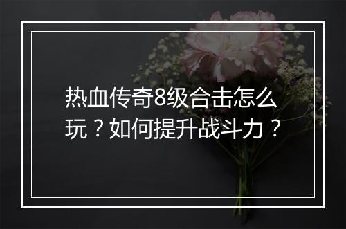 热血传奇8级合击怎么玩？如何提升战斗力？